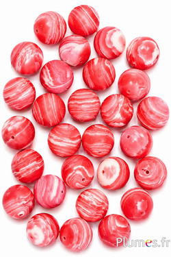 Agaatkralen - Ø 14 mm - rood-wit